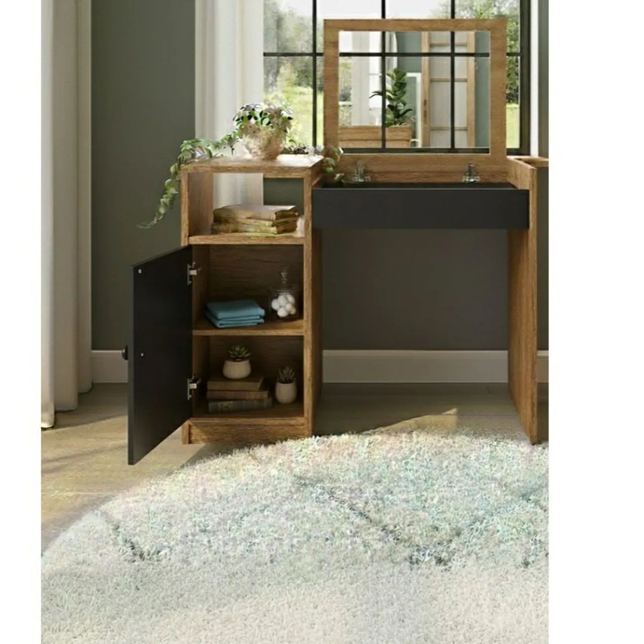 Penteadeira compacta com espelho interno - Foto 2