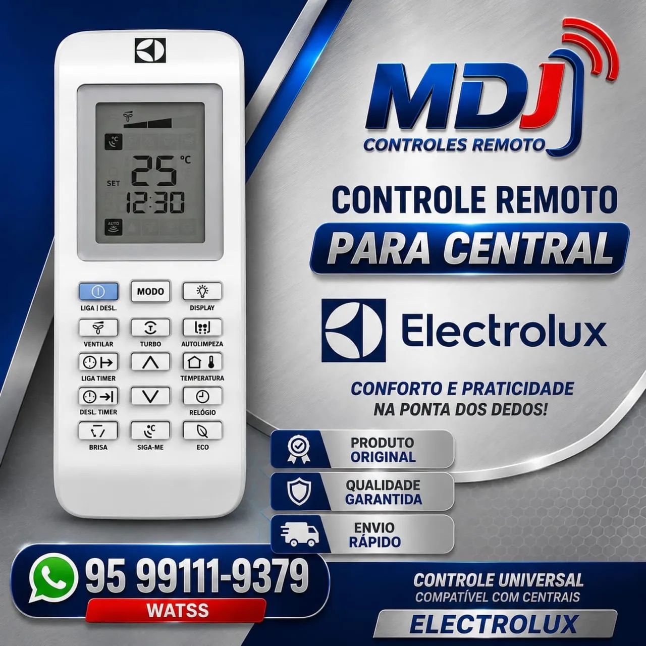 Controles da central de ar condicionado da Electrolux 