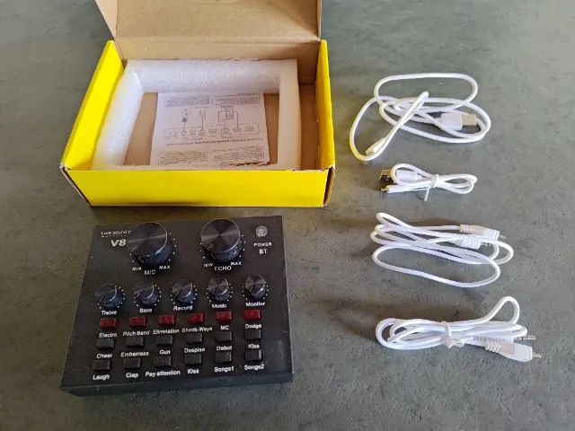 V8 Audio Sound Card Usb 5.0 Headset Microfone Webcast Live