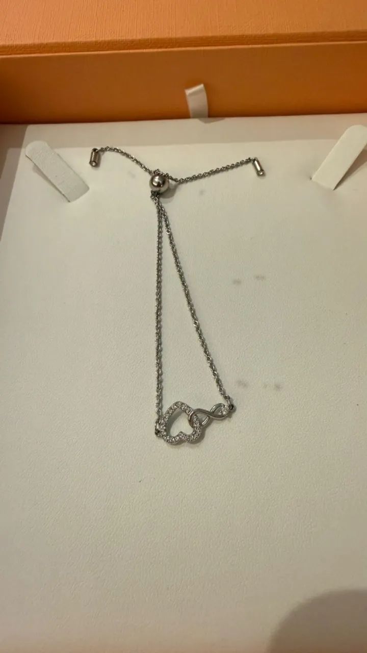 Pulseira Swarovski Hyperbola Infinito e Coração Original | Excelente Estado - Foto 4