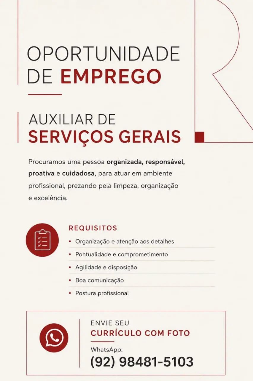  OPORTUNIDADE DE EMPREGO