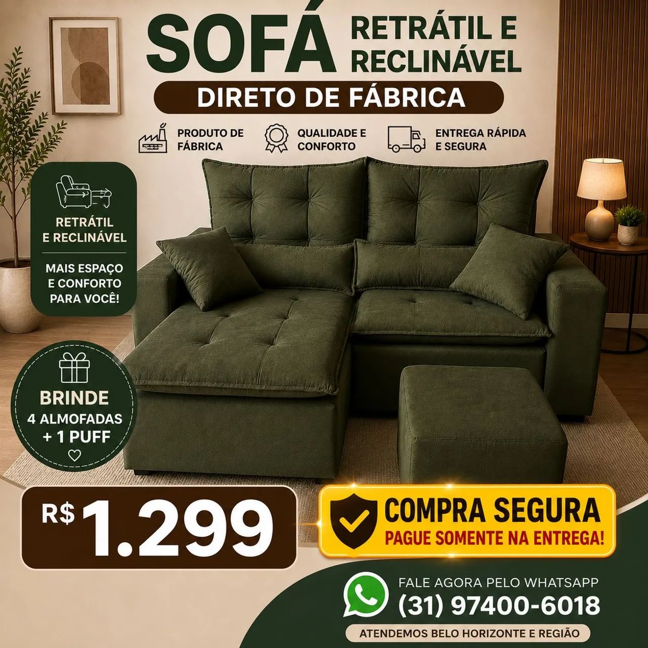 Sofá novo, várias cores disponíveis 