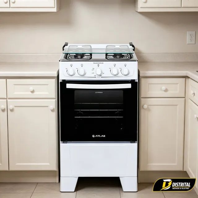 Fogão Atlas Coliseum Plus 4 Bocas Acendimento Manual Mesa de Inox Novo