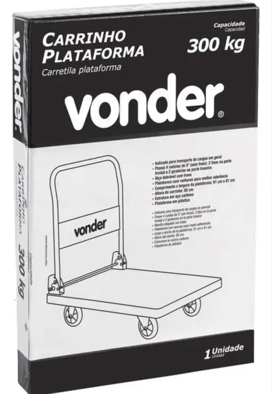 Carrinho Plataforma Dobrável Vonder 300kg - Foto 4