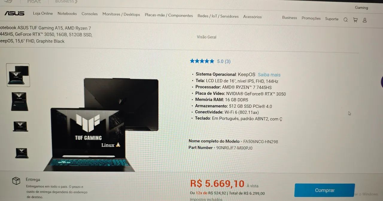 (novo) Notebook Asus TUF Gaming A15 - Foto 4