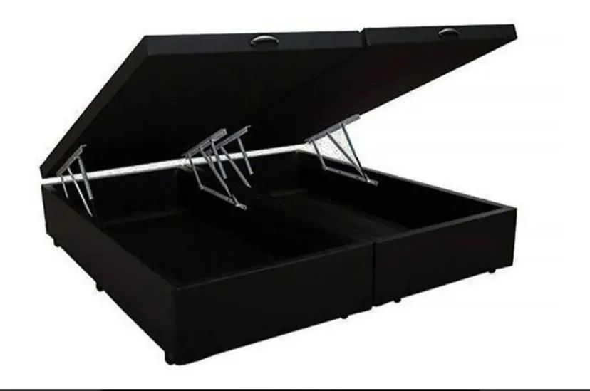 Cama box baú Queen Bipartido preta 