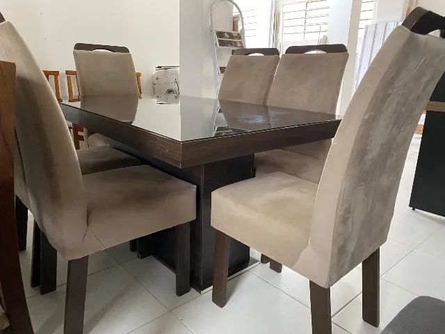 Mesa de jantar c/ 6 cadeiras estofadas  - Foto 3