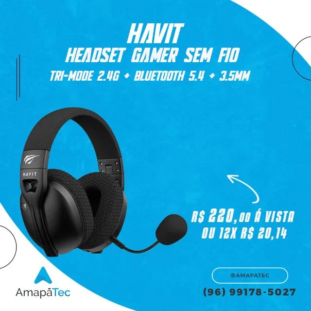 Headset Havit Fuxi-h5 Sem Fio Tri-mode 