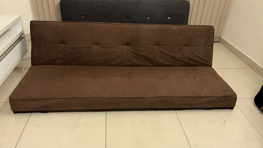 Sofá-Cama 2 Lugares Reclinável em Tecido Suede Marrom - Ótimo Estado - Foto 3