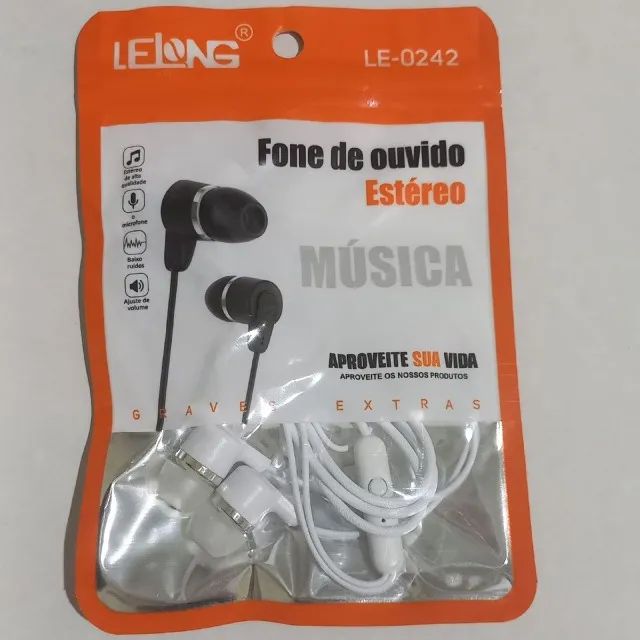 Fone de ouvido branco com fio