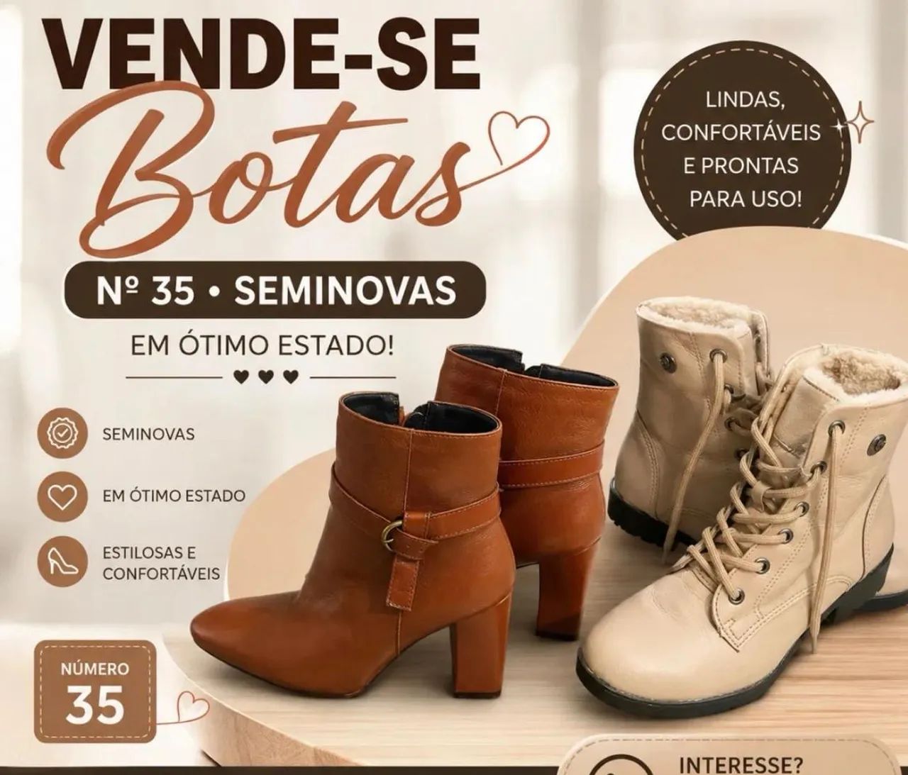 Kit Botas Semi novas Elegantes 