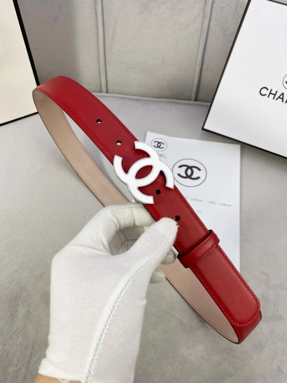 Cinto Chanel Vermelho em couro  - Foto 2