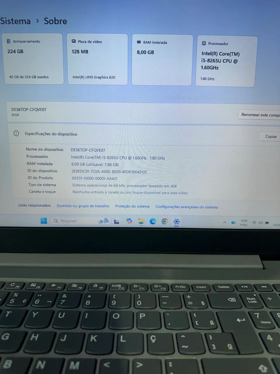 Notebook Lenovo core i5 de oitava geração  - Foto 4