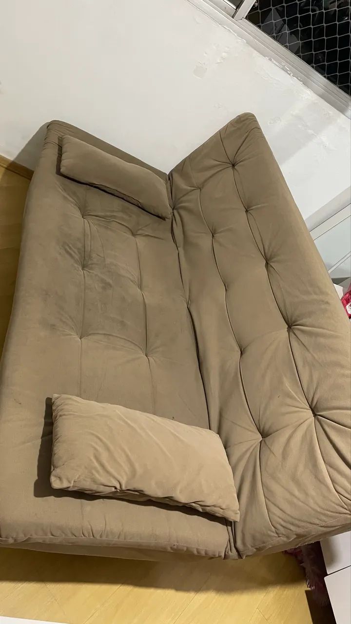 Sofá-cama 3 lugares marrom 