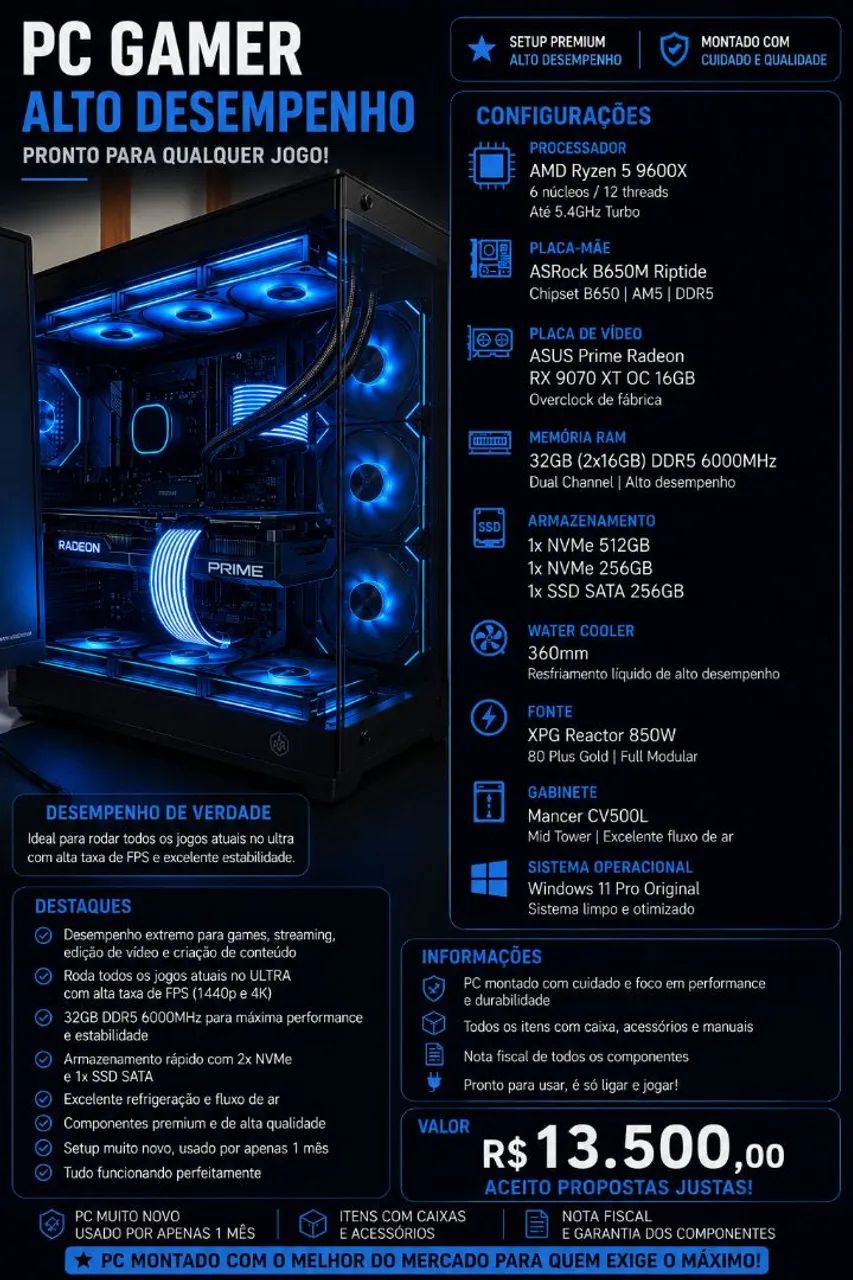 Pc gamer ddr5 o luxo