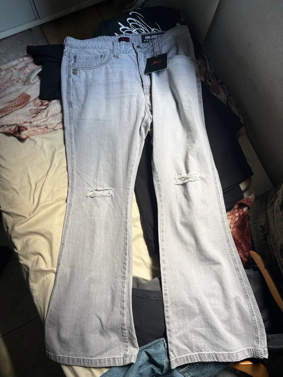 Calça Jeans Santo Long Flare Black Ice