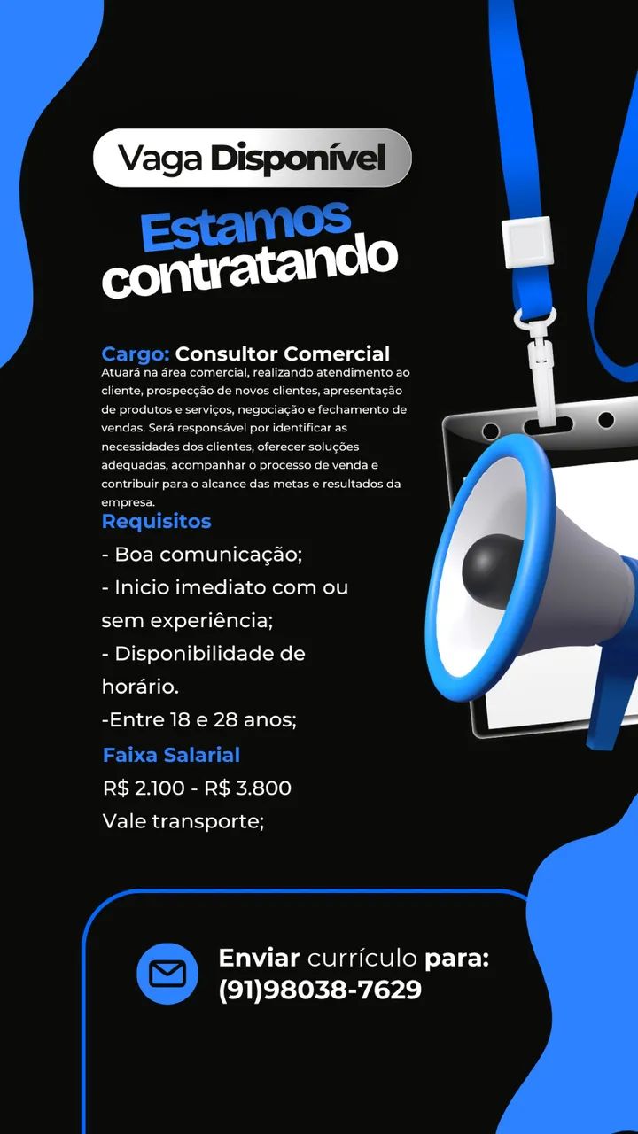 VAGAS DE EMPREGO SETOR COMERCIAL 