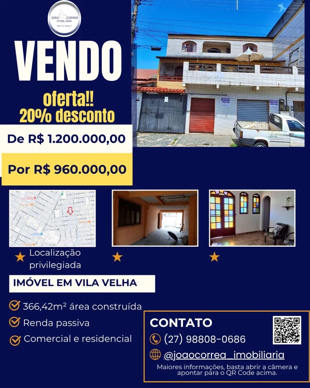 Vendo triplex em Vila Velha para fins residenciais e comerciais