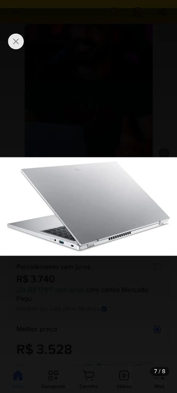 Notebook acer <br>4,8 (1068)<br>Notebook Acer Aspire 3 Intel Core i - Foto 2