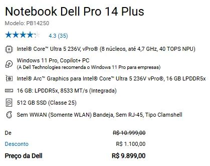 Notebook Dell Pro 14 Plus Modelo: Pb14250 - Foto 2