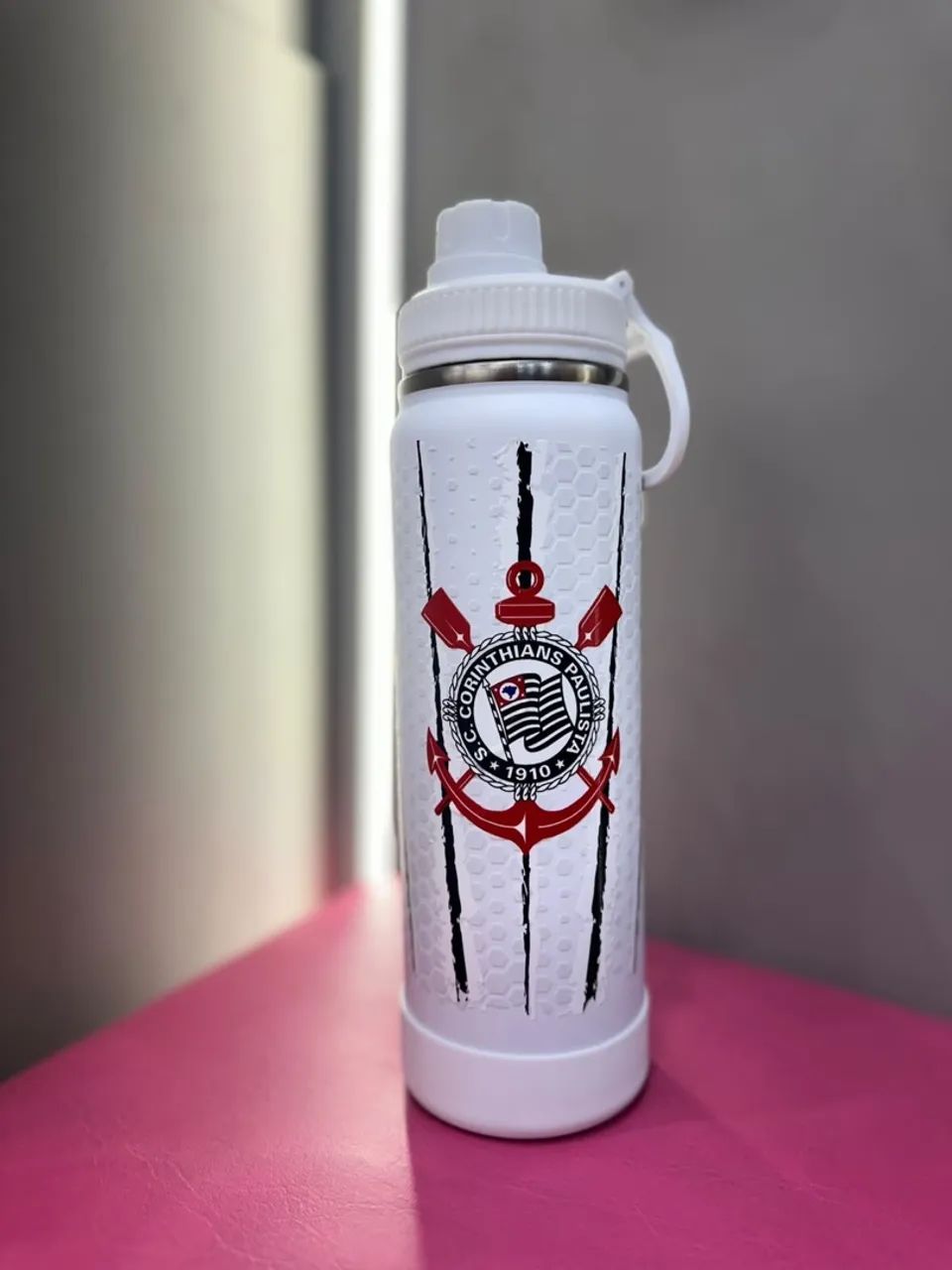 garrafa térmica corinthians 800ml branca - Foto 2