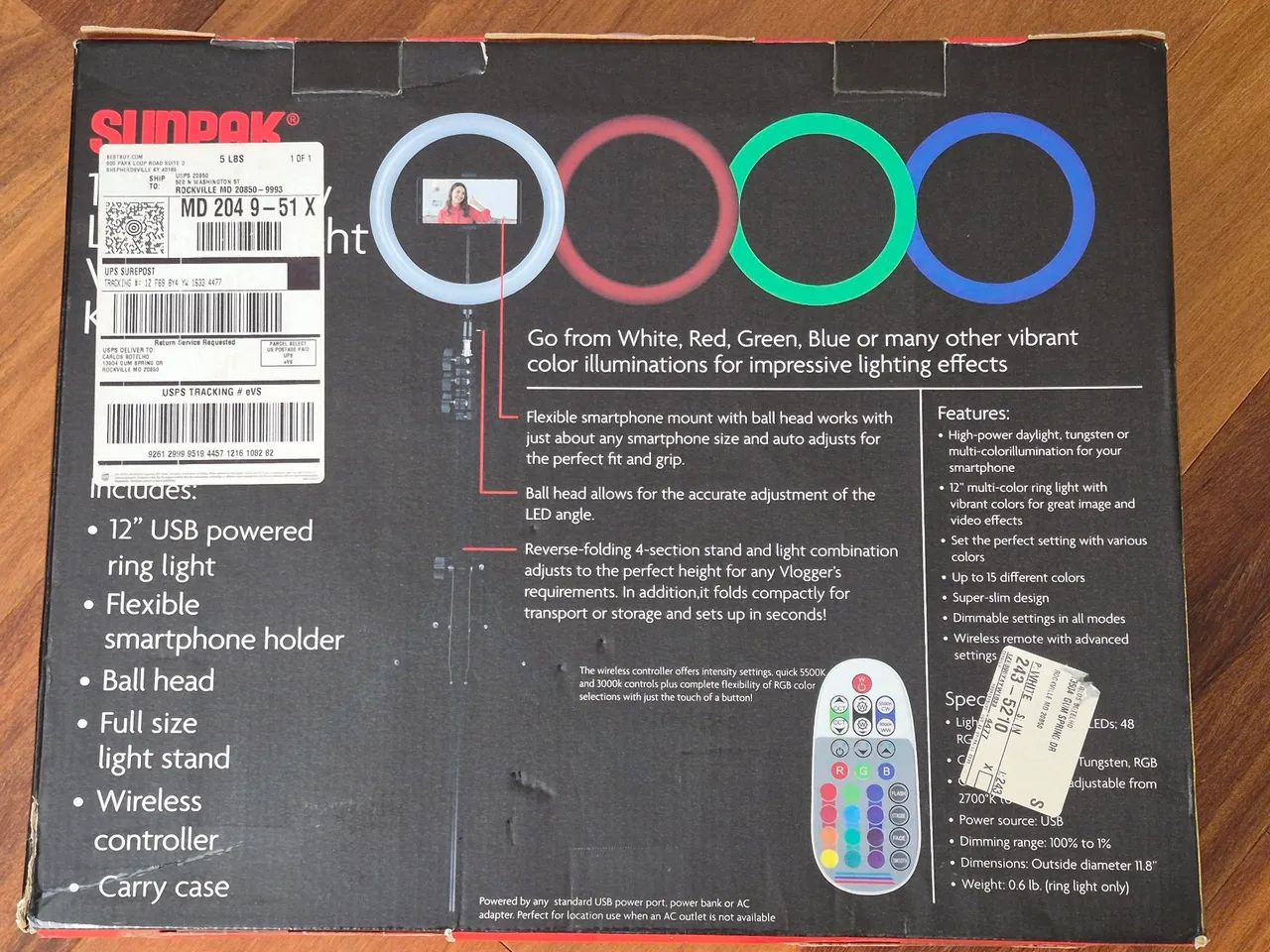 12" RAINBOW LED RING LIGHT VLOGGING KIT - Foto 3