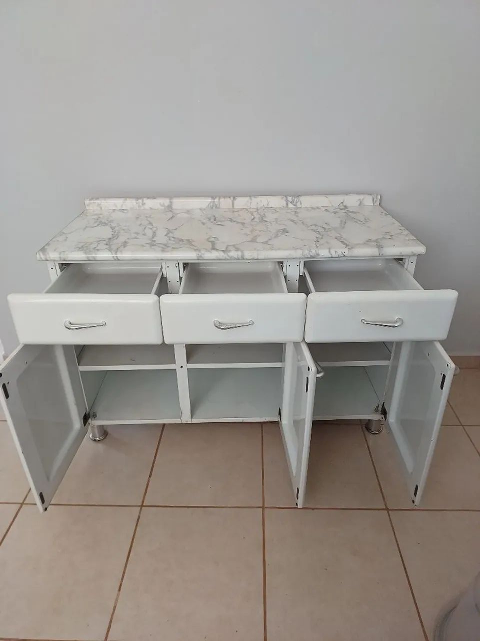 Balcão de cozinha metálico branco65082883261313121