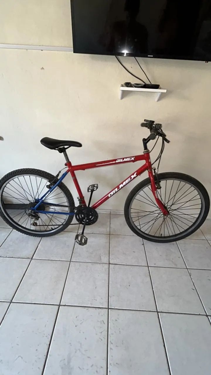 Bicicleta aro 26 Azul + vermelho - Foto 3