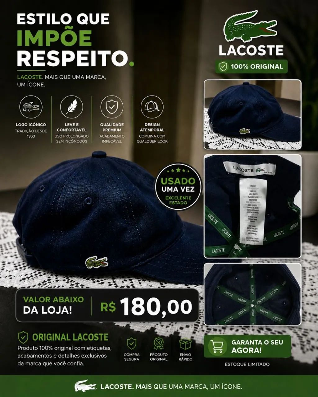 Boné da Lacoste original 