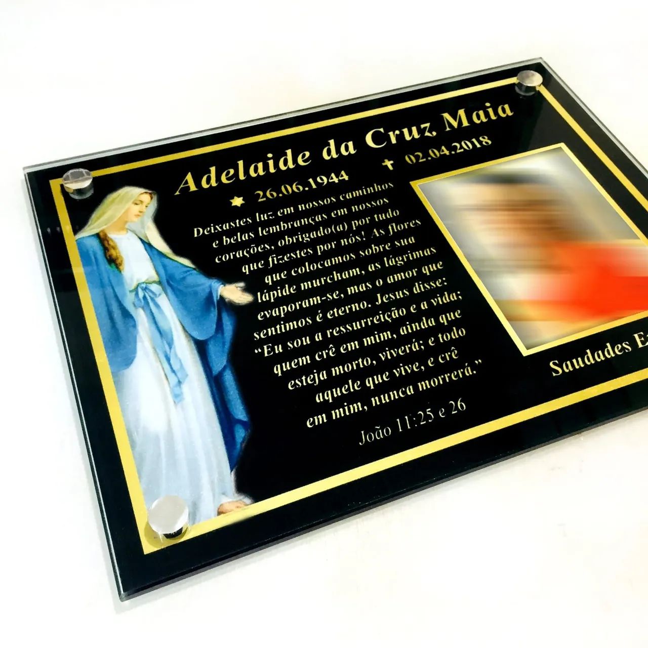 Placa memorial de vidro temperado 