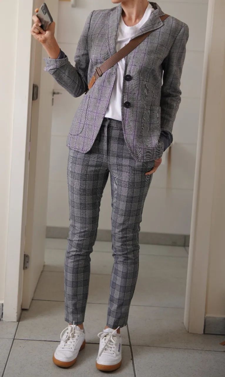 look smart casual xadrez zara, pinko - Foto 2