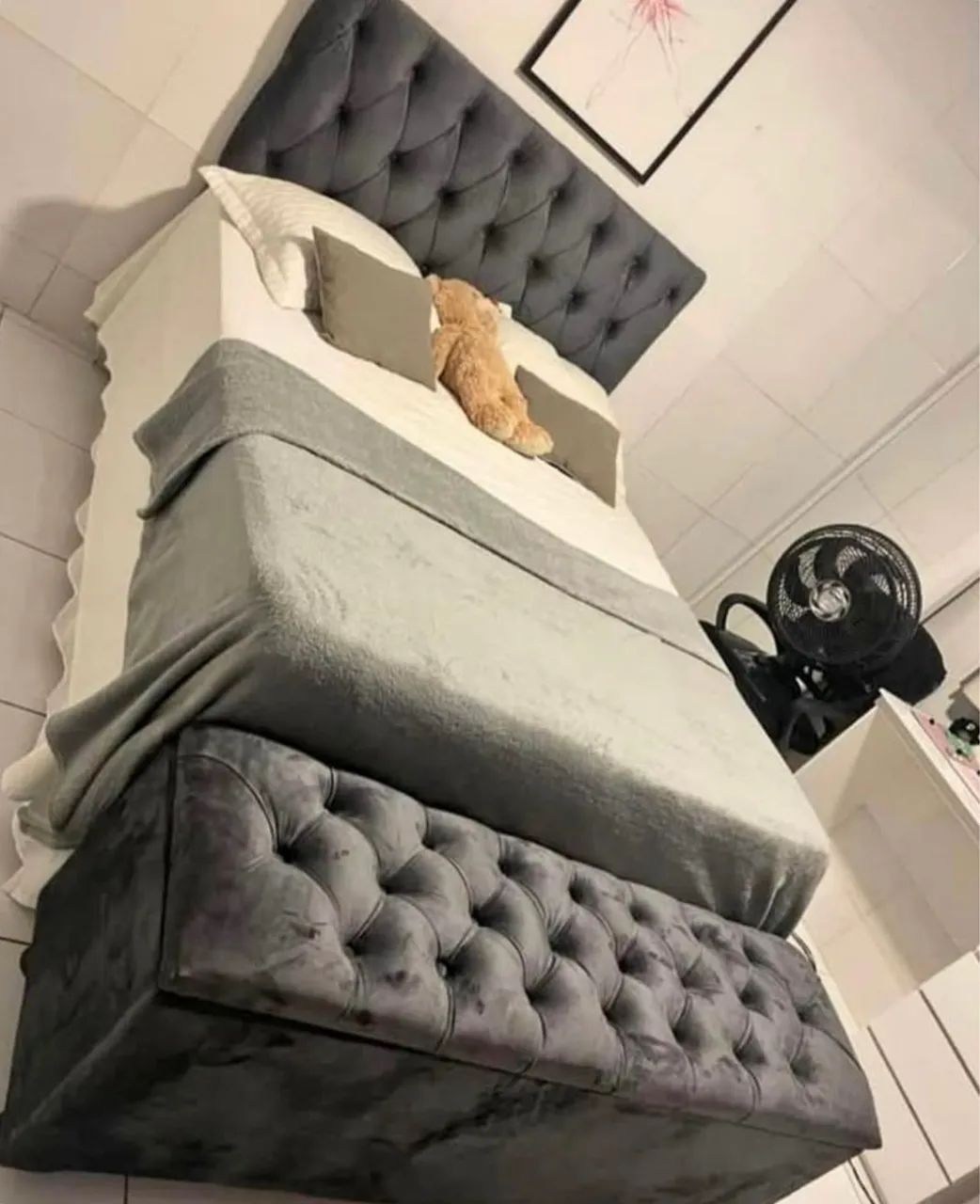 Kit casal Unibox: Cama + Cabeceira + Puff + 1 brinde 