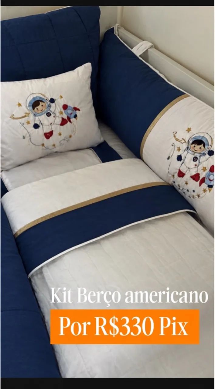 Kit berço americano astronauta 