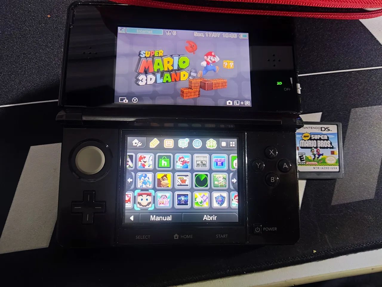 Nintendo 3ds- old-Cosmos Black desbloqueado 32 gb+ jogo original