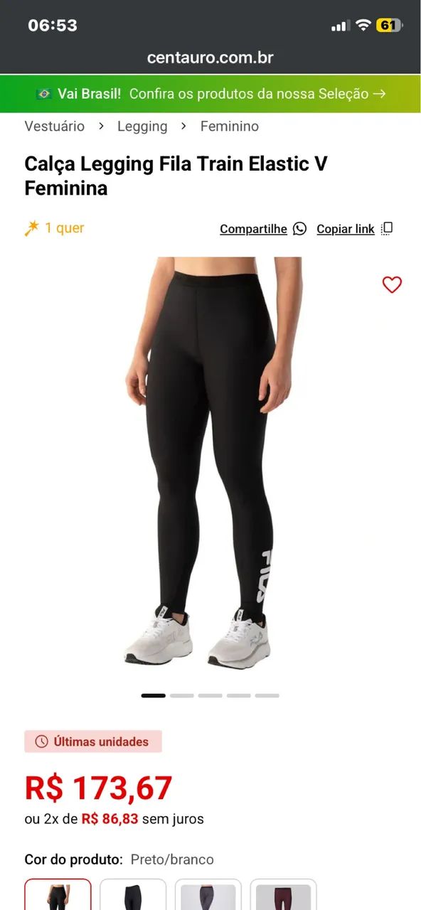 Calça legging FILA original tamanho P
