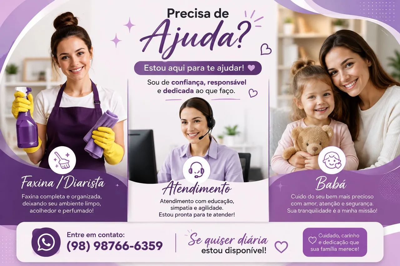Babá | Diarista | Atendimento ao Cliente