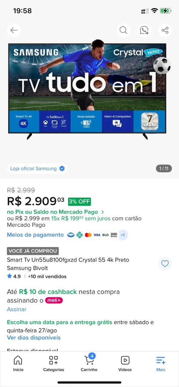 Smart TV Nova de 55 polegadas, qualidade 4k Samsung  - Foto 3