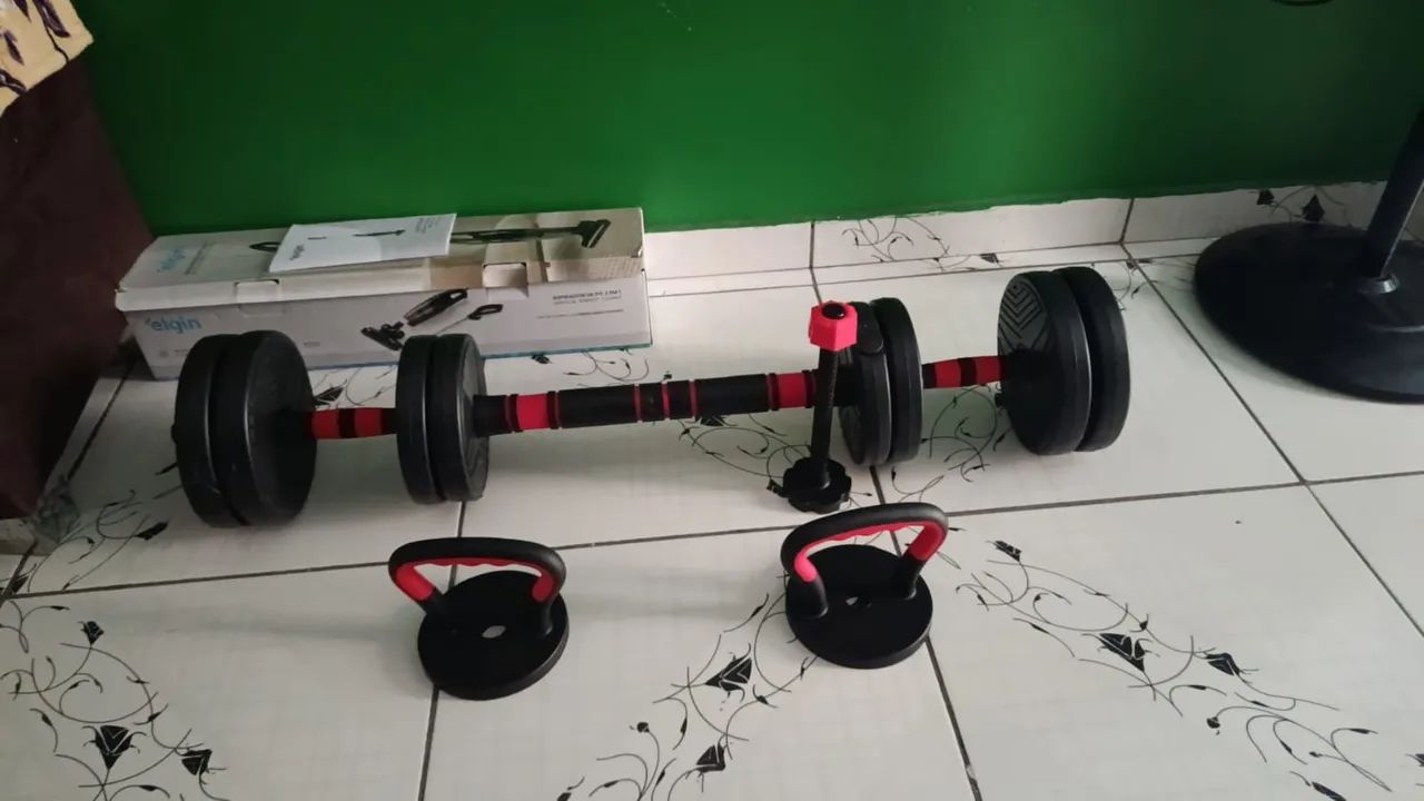 Kit de musculação hallter+ barra 