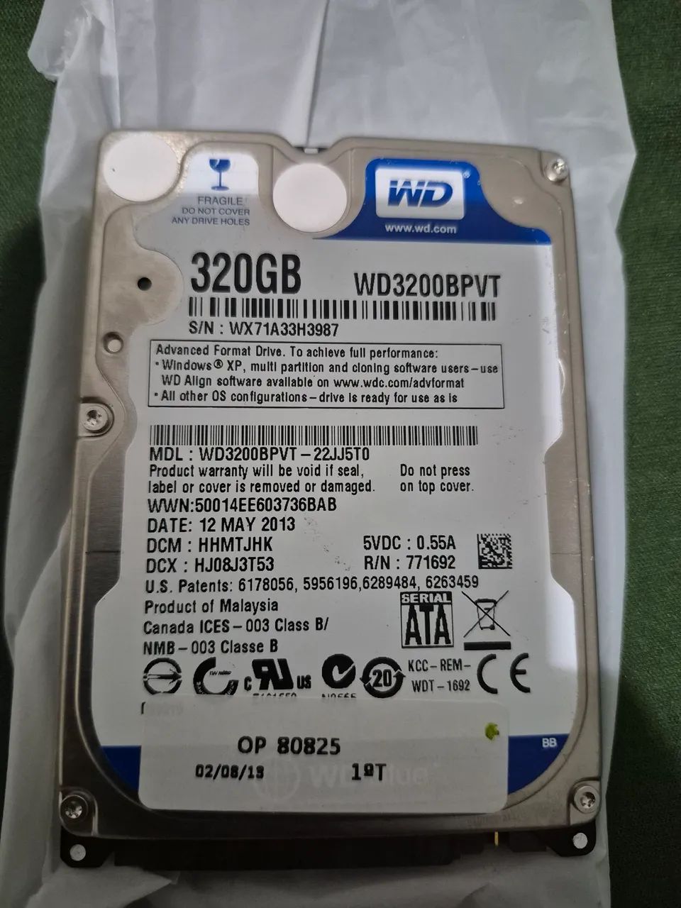 HD SATA WD 320Gb 2,5" 