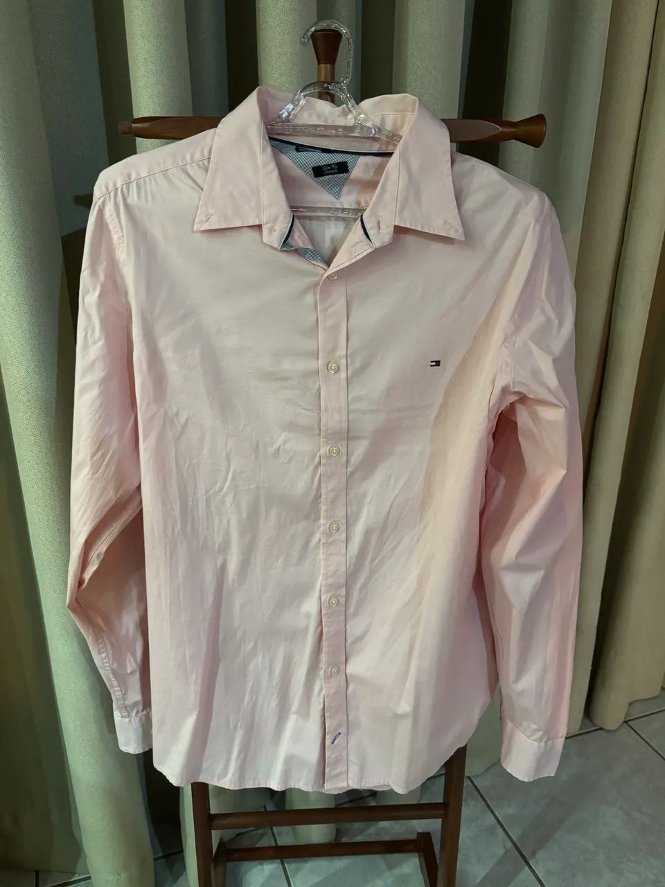Camisa Tommy Hilfiger Masculina Slim Fit Stretch