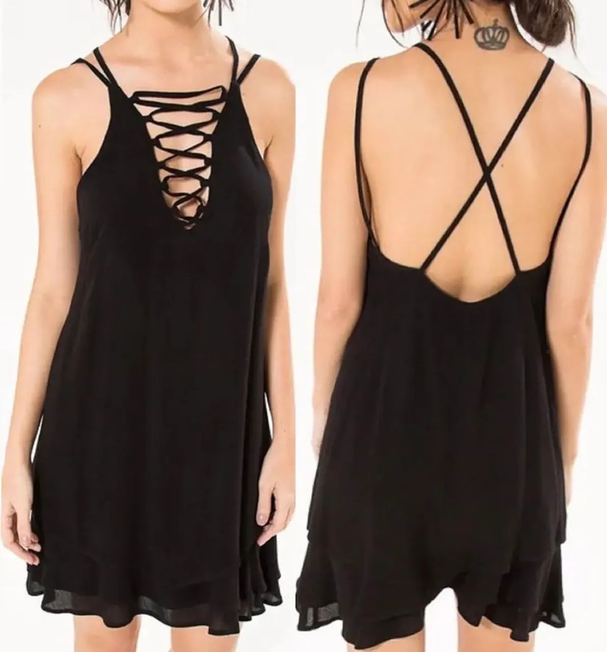 Vestido Farm texturizado com recortes frontais P