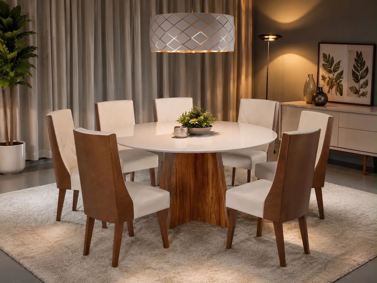 Mesa de Jantar Circular com 7 cadeiras Entrega Grátis 