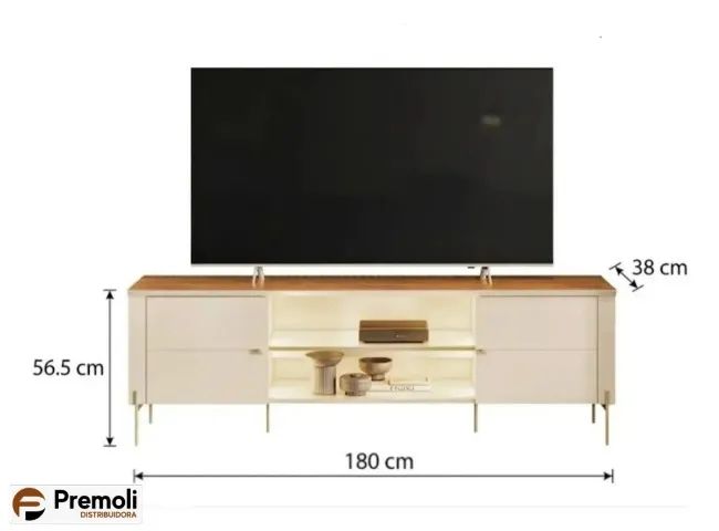 Bancada Brasília - Para TV até 75 polegadas (OFF WHITE / CANELA) MOBLER