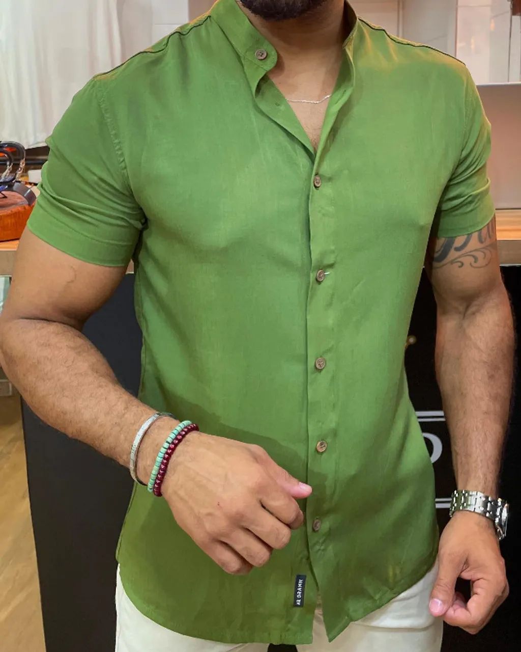Camisa Viscolinho Gola Padre slim - Foto 4