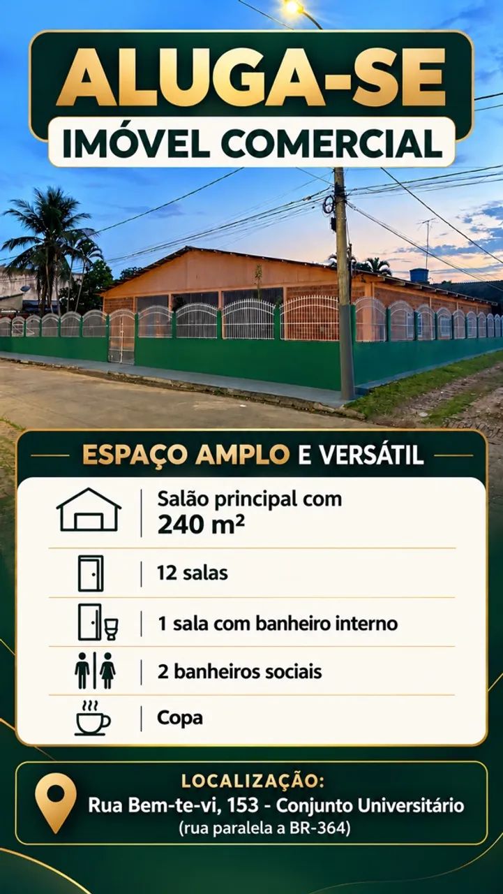 Alugo imóvel comercial no Universitário 
