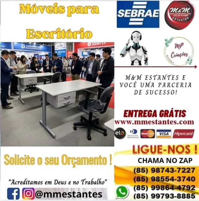 Entrega Grátis - Birô MDP 2 Gavetas com Chaves 