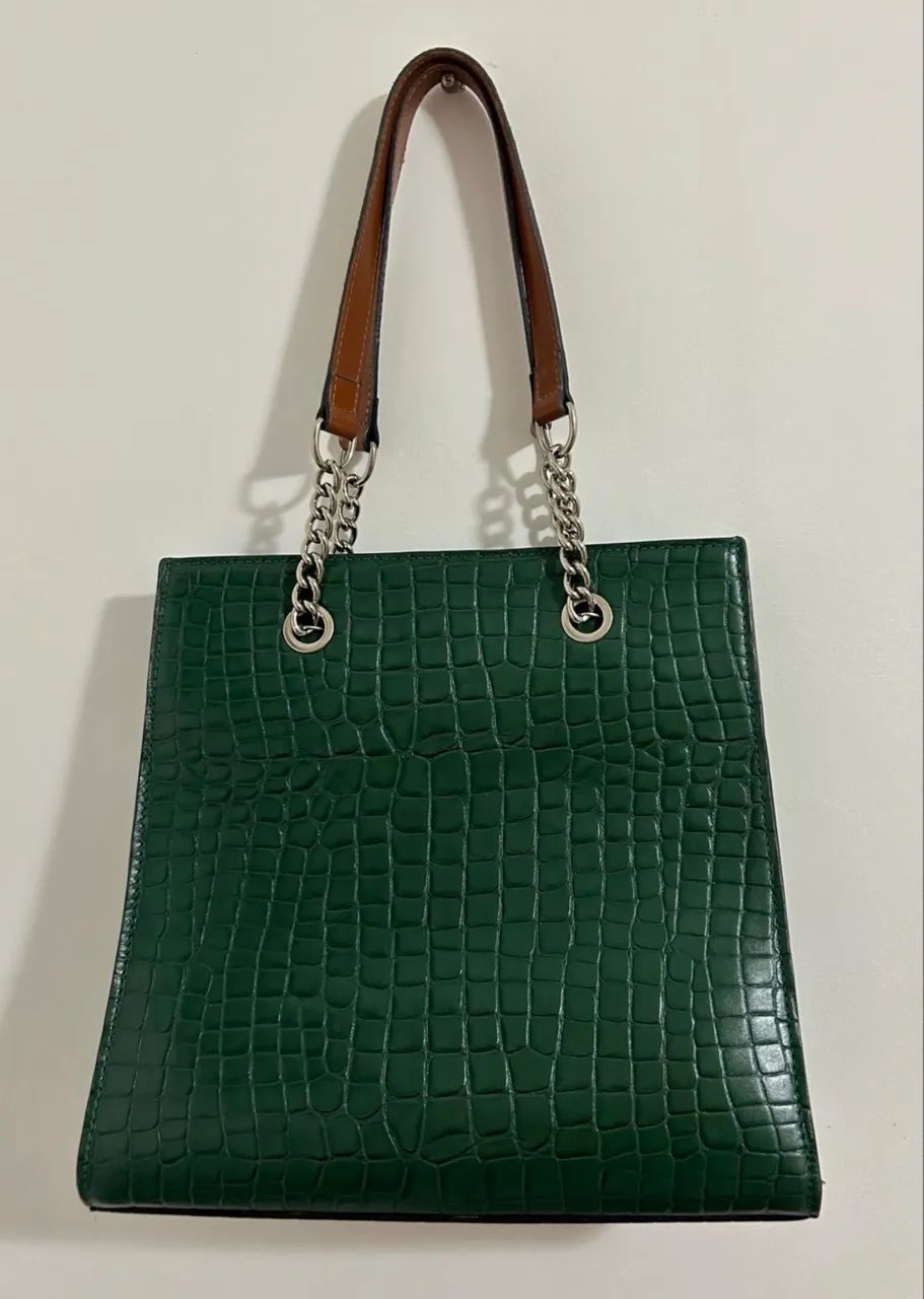 Bolsa de couro verde aredda