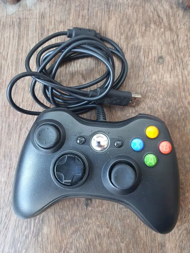 Controle Com e Sem Fio Preto Original Xbox 360 Usb Pc Gamer