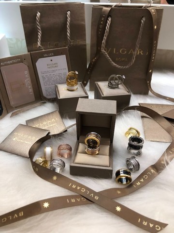Aneis bvlgari alianças de luxo com caixa original da marca brinde - Foto 5