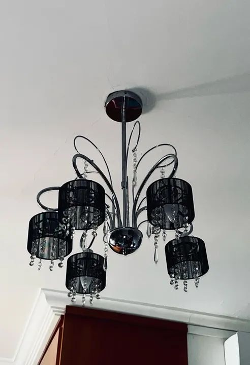 Lustre Moderno 5 Luzes Preto - Foto 2